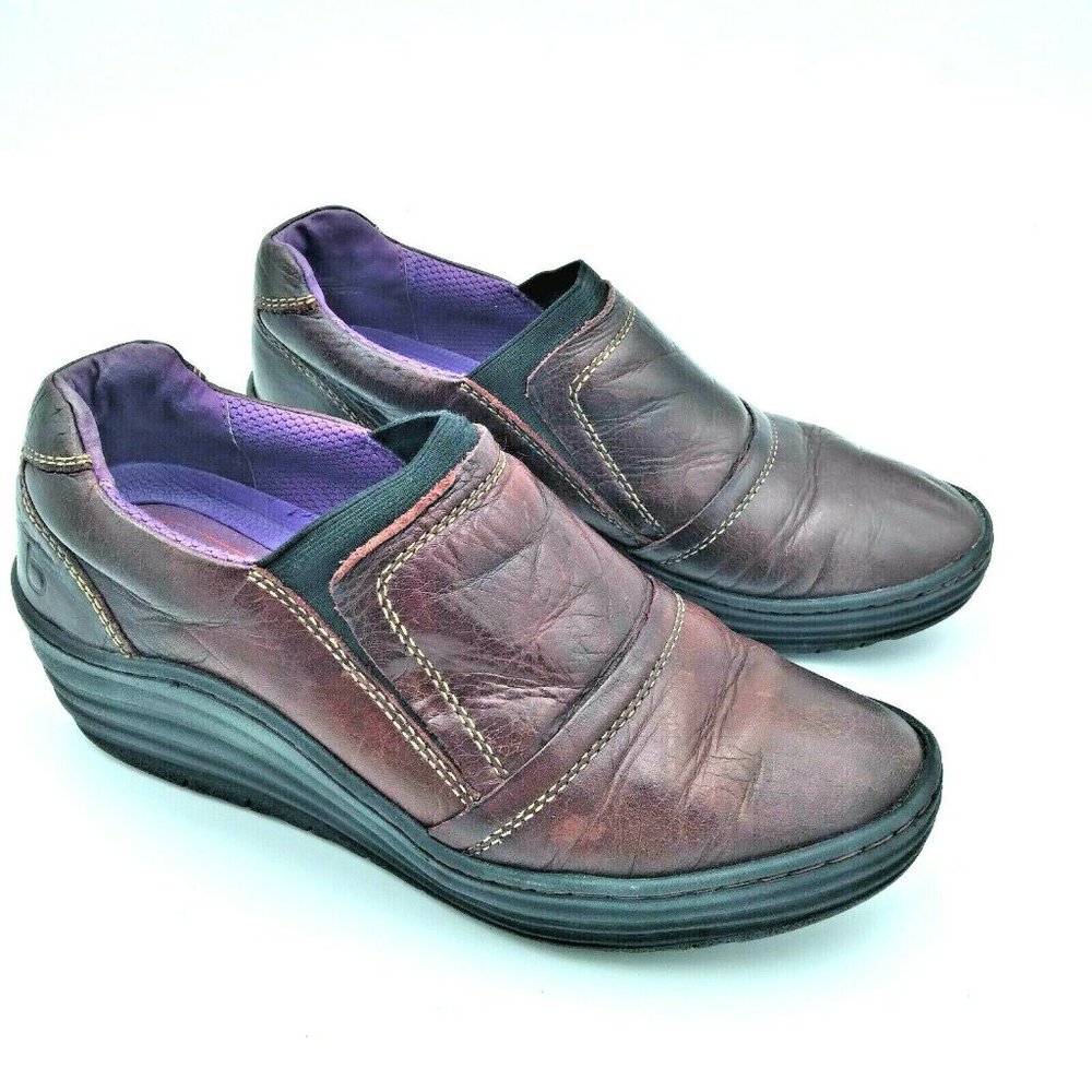 Bionica Womens GRINNELL Oxblood Red Leather Round Toe Slip On Comfort Shoes 8.5